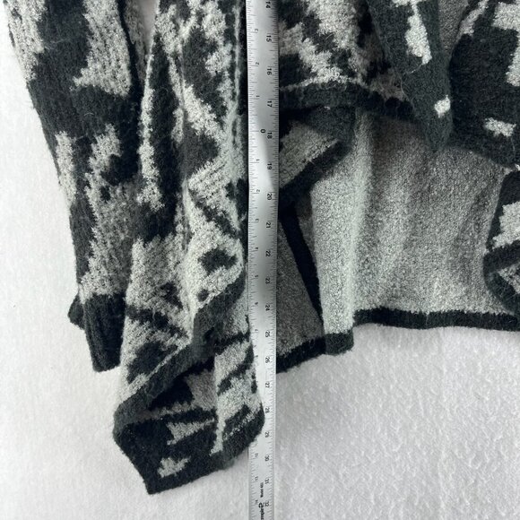 Prana Alberta Reversible Sweater Women M Black Gray Abstract Open Front Cardigan - Picture 5 of 14
